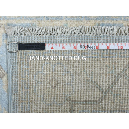 2'6"X14'10" Washed Out Blue Peshawar Hand Knotted Wool Xl Runner Rug