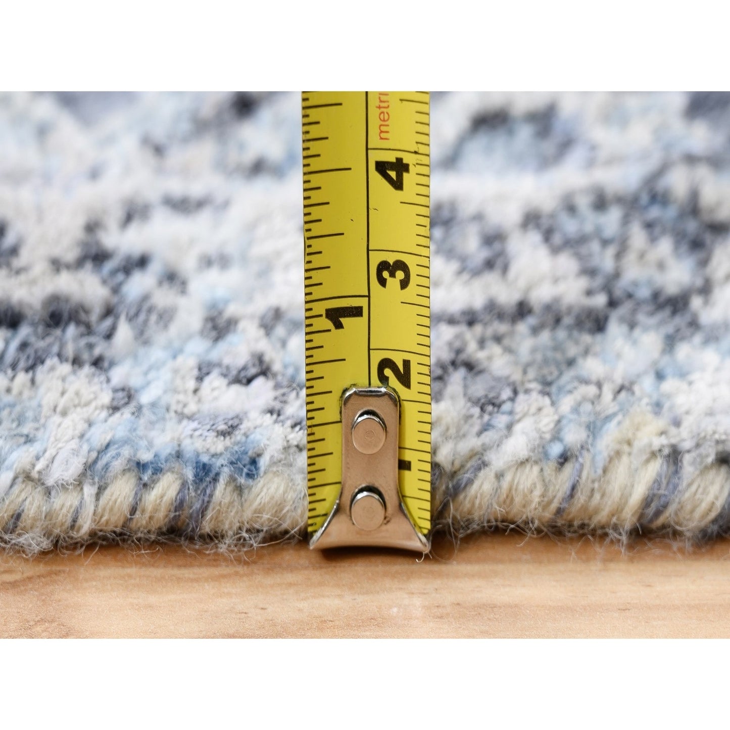 3'2"X4'10"Wool With Pure Silk Hand Knotted Gray Broken Kishoon Design Rug