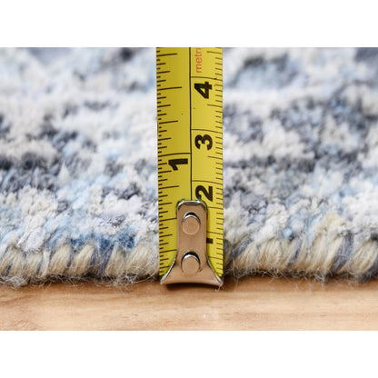 3'2"X4'10"Wool With Pure Silk Hand Knotted Gray Broken Kishoon Design Rug