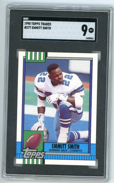 Emmitt Smith 1990 Topps Traded Card #27T Sgc 9