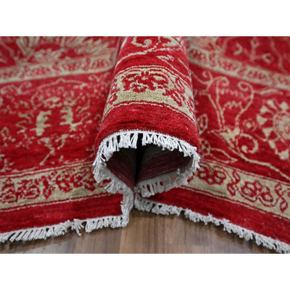 7'9"X10' Red Zoroastrian Influence Design Wool & Silk Hand Knotted Rug