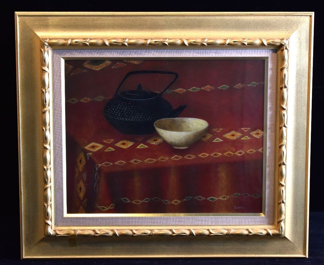 Iberia Lebel Teapot And Bowl Original Oil Painting French Still Life Signed