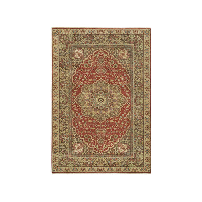 4'2"X6'1" Rust Red Antiqued Haji Jalili Design Hand Knotted All Wool Rug