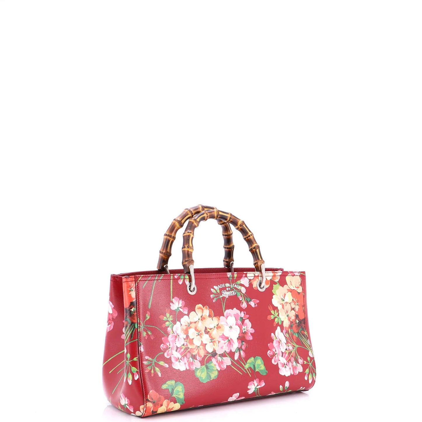 Gucci Bamboo Shopper Tote Blooms Print Leather Medium
