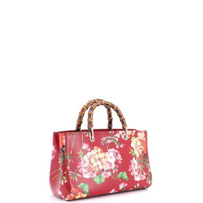 Gucci Bamboo Shopper Tote Blooms Print Leather Medium