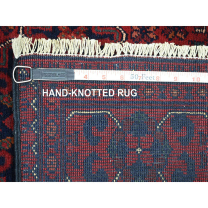 2'9"X9'5" Red Afghan Khamyab Wool Tribal Design Hand Knotted Runner Rug