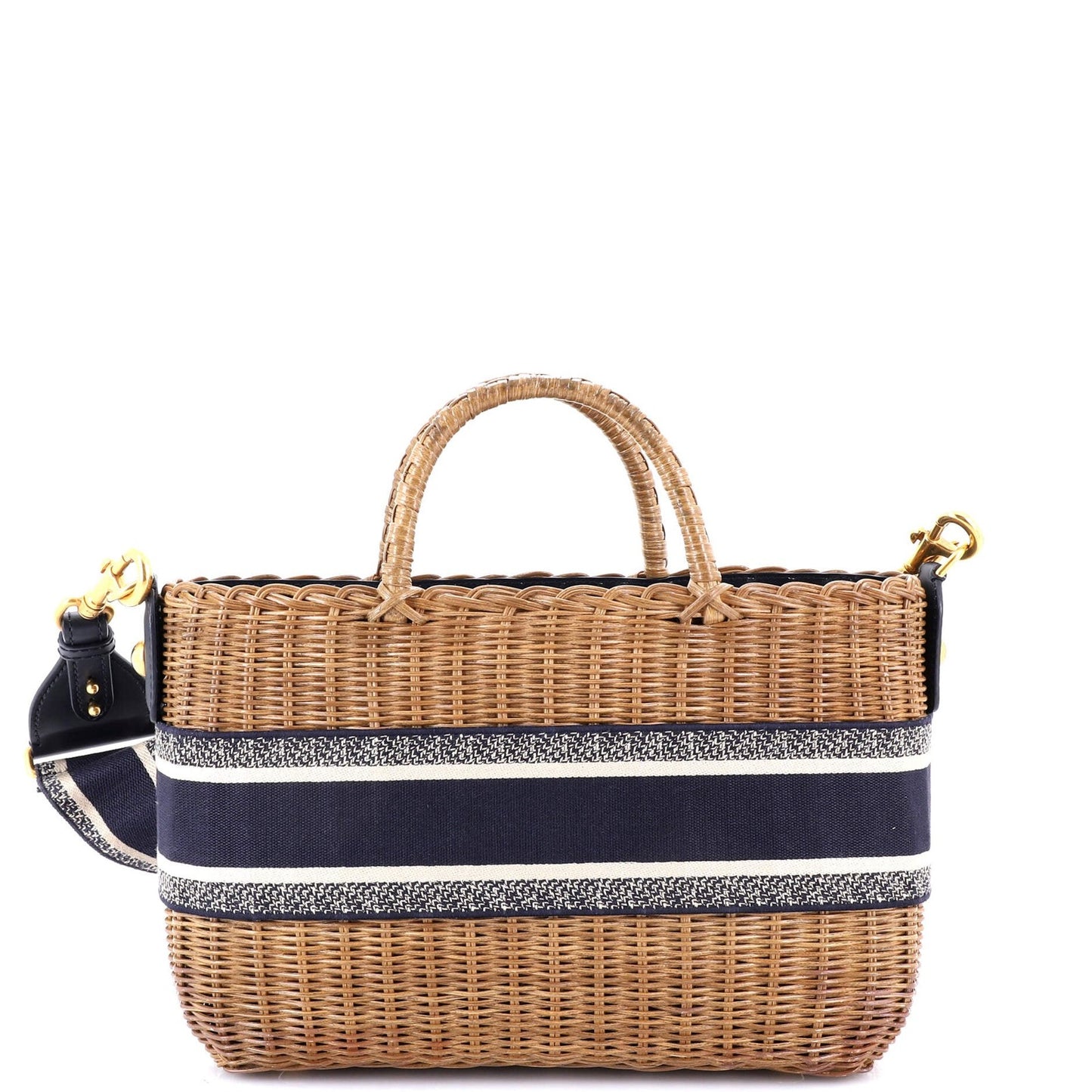 Christian Dior Basket Bag Wicker And Oblique Canvas Large
