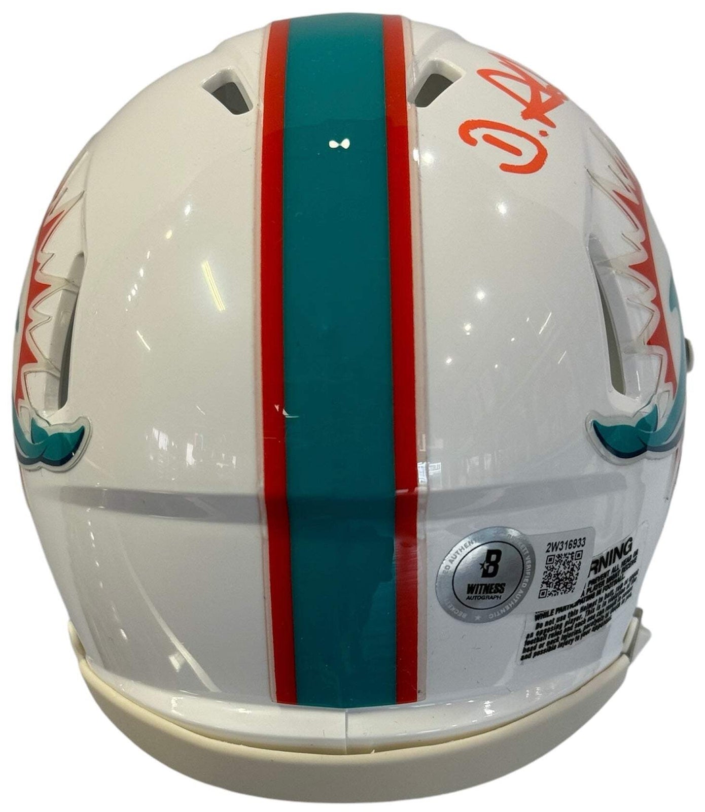 Devon Achane Autographed Dolphins Speed Mini Helmet (Beckett)