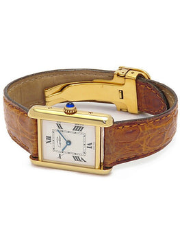 Cartier Mast Tank Vermeil Sm W1013654 White Ladies Used Watch #61023