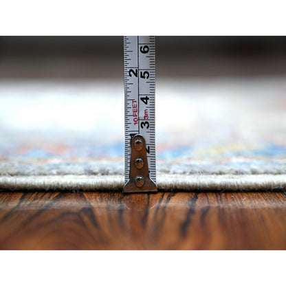 2'7"X10'2" Gray Hand Knotted Caucasian Akstafa Wool Runner Oriental Rug