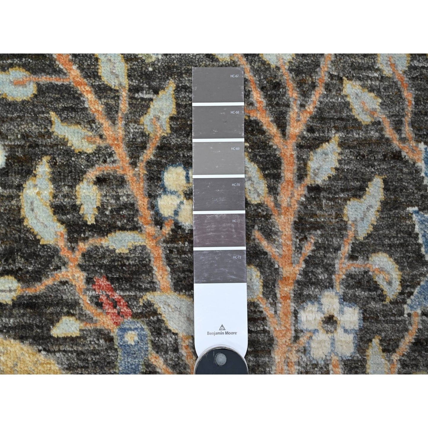 2'5"X17'9" Gray Hand Knotted Wool Peshawar Birds Paradise Xl Runner Rug