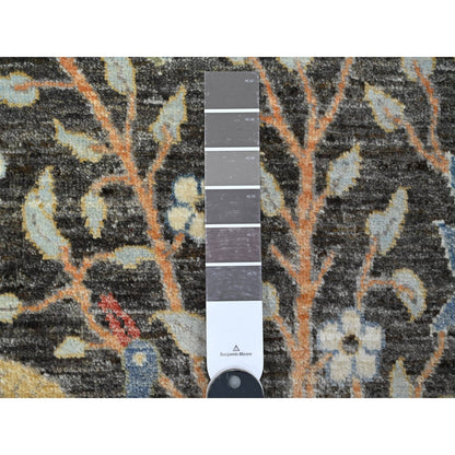 2'5"X17'9" Gray Hand Knotted Wool Peshawar Birds Paradise Xl Runner Rug