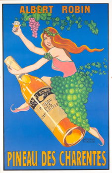 Albert Robin Pineau Charentes Susan Stewart Hand Signed Original Vintage Poster