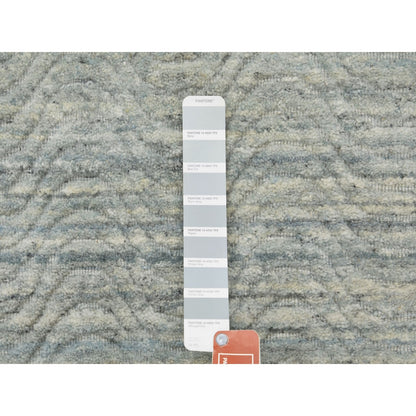 2'6"X7'10" Variegated Design Hand Loomed Pure Wool Modern Runner Rug