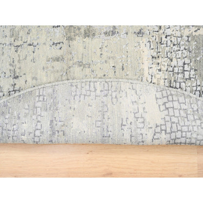 5'10"X5'10" Round Wool-Silk Abstract With Mosaic Design Hand Knotted Rug