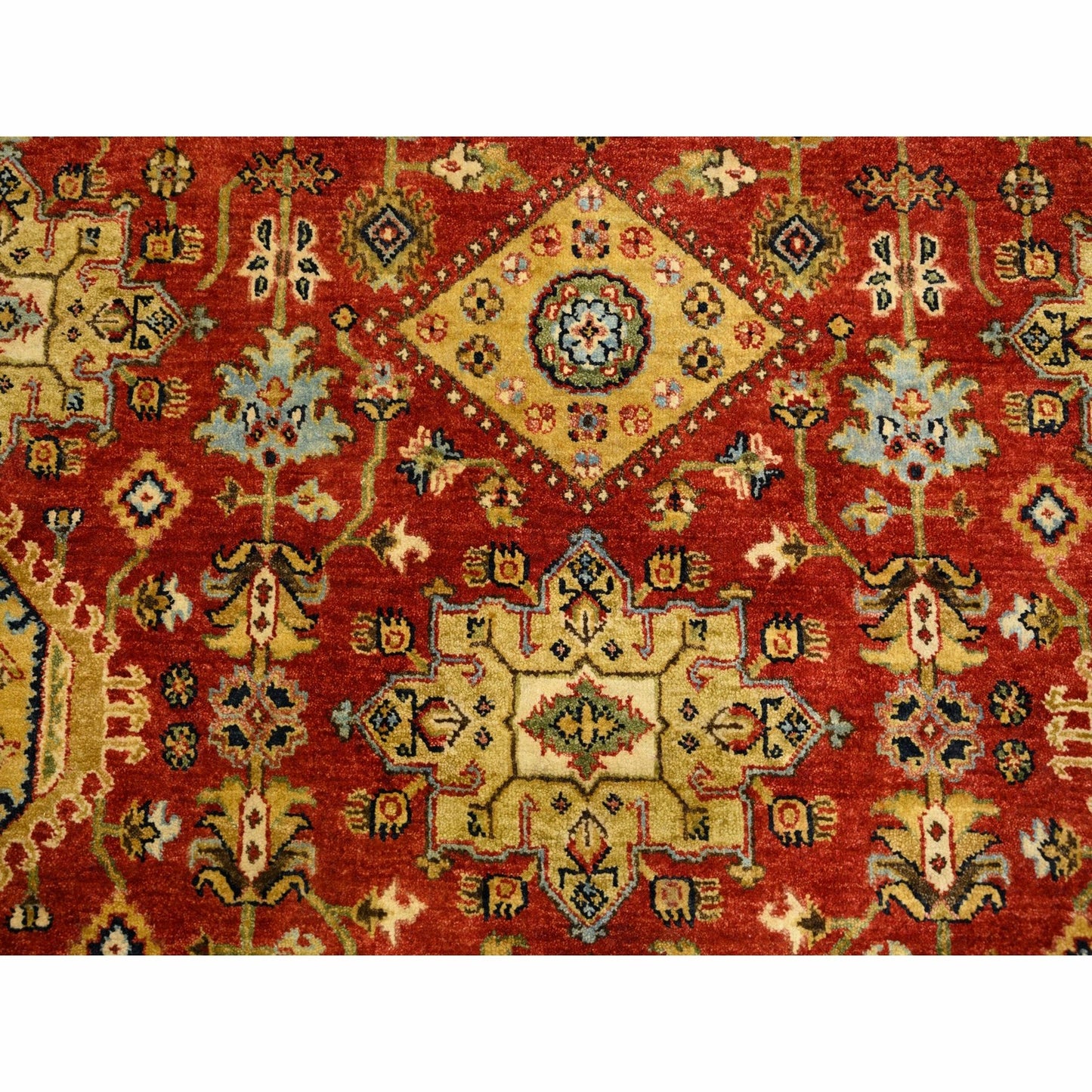 7'9"X7'9" Red Karjihooz Design Hand Knotted Pure Wool Oriental Round Rug