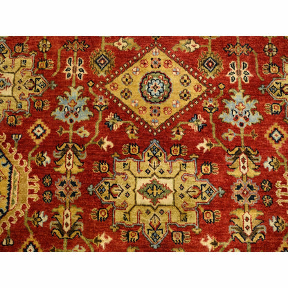 7'9"X7'9" Red Karjihooz Design Hand Knotted Pure Wool Oriental Round Rug