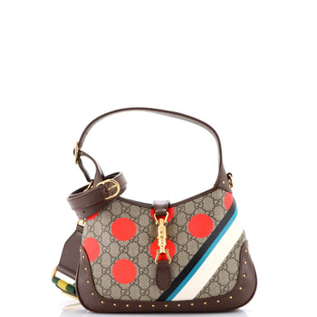 Gucci Jackie 1961 Hobo Studded Printed Gg Coated Canvas Small