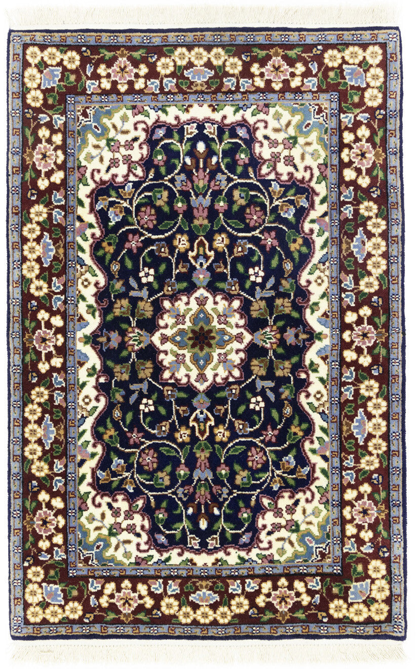 Handmade Kirman Rug Classic Floral Medallion