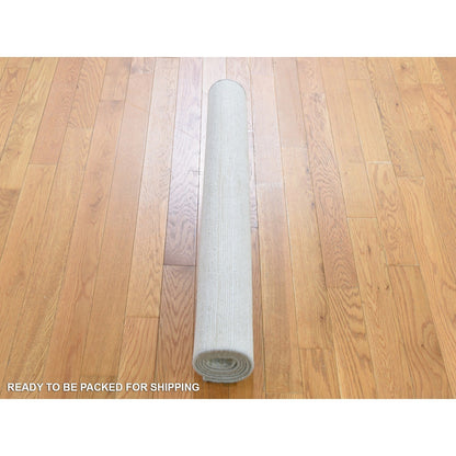 3'1"X5'1" Silk With Textured Wool Tone On Tone Striae Design Handmade Rug