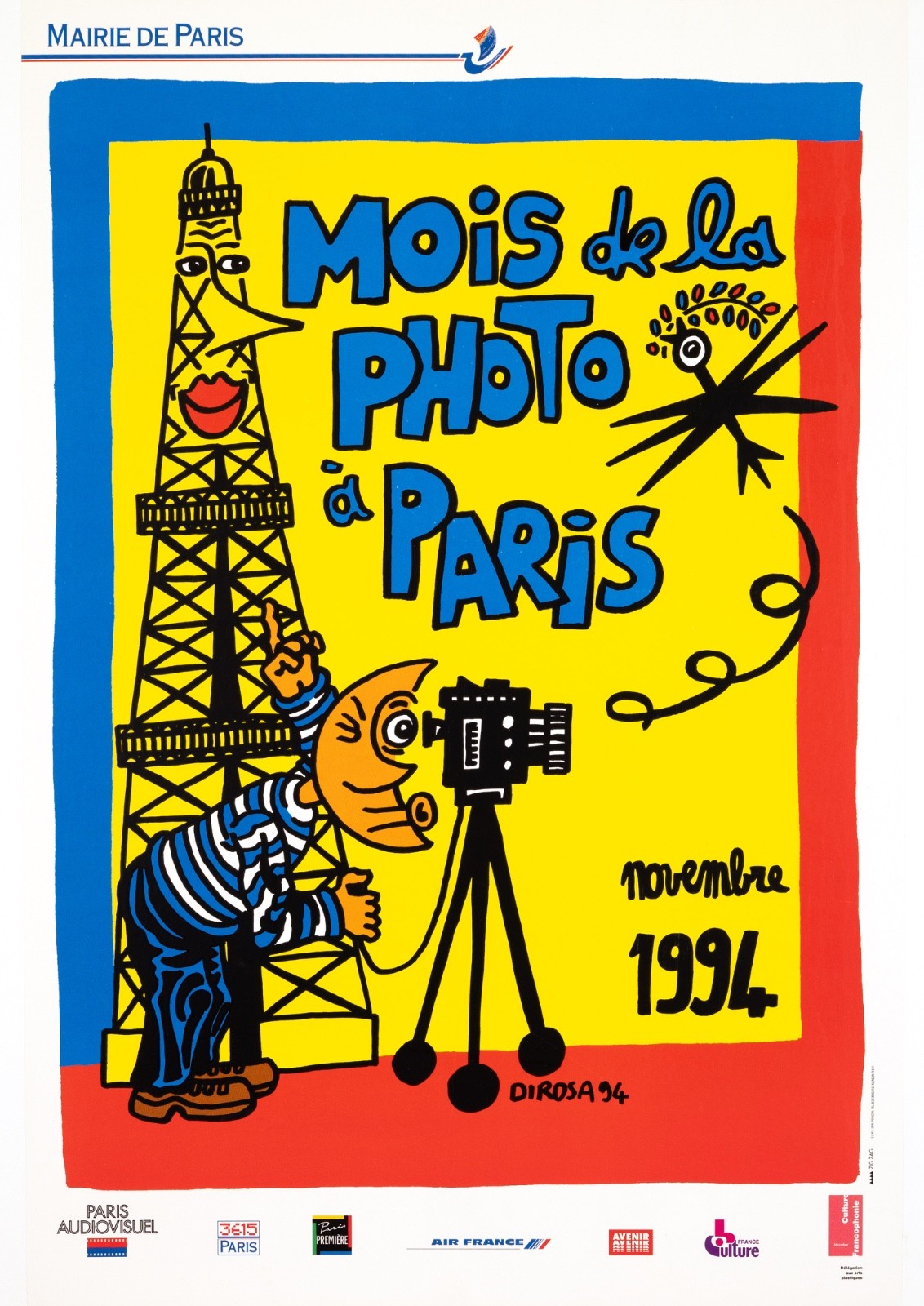 Herve Dirosa Mois De La Photo 1994 Original Paris Exhibition Poster Serigraphy