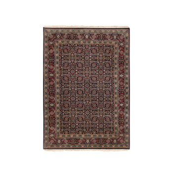 4'X6' New Zealand Wool Blue All Over Herrita Design Hand Knotted Rug