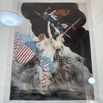 Louis Icart  Courage Mes Braves  Hand Signed Etching 91/150  Art Deco, Wwi