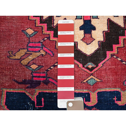 2'7"X6' Red Overdyed Vintage Zoroastrian Hand Knotted Pure Wool Runner Rug