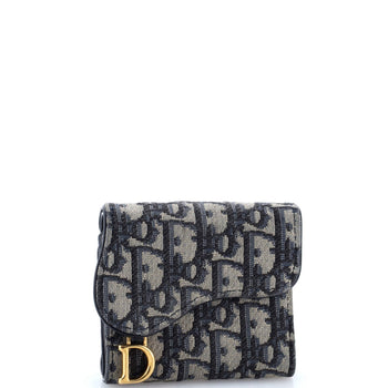 Christian Dior Saddle Flap Wallet Oblique Canvas Mini