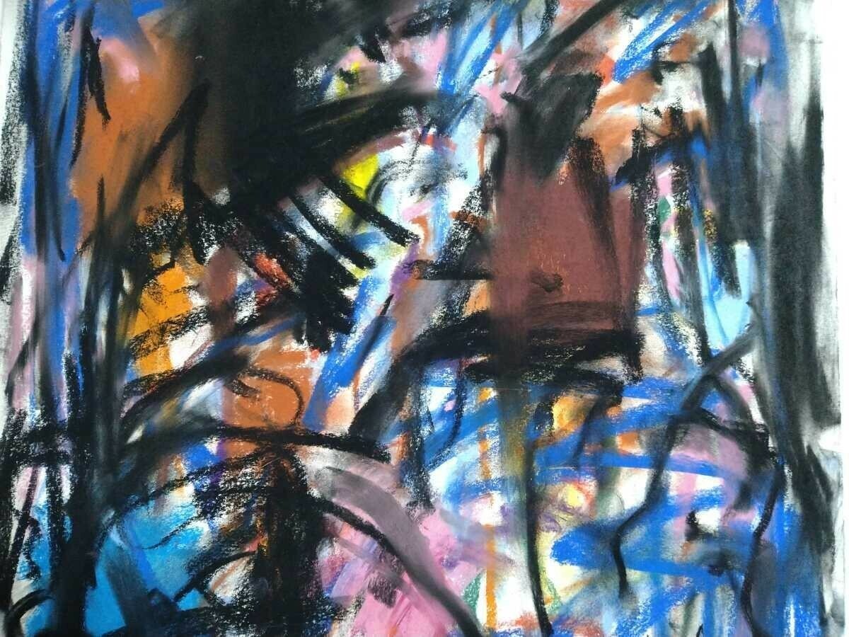 Robert Harms (America) Original Painting Pastel On Paper Signed Framed Abstract