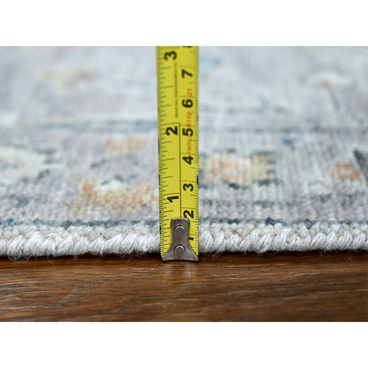 2'3"X11'2" Gray Oushak Design Soft Velvety Wool Hand Knotted Runner Rug