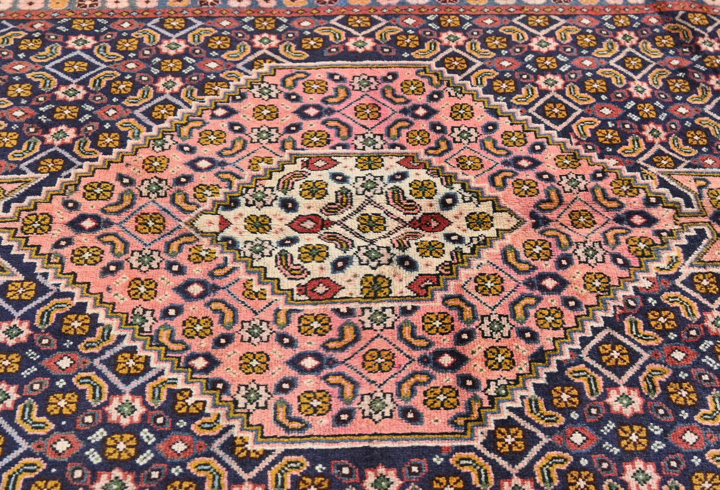 Hand-knotted oriental carpet 5x9 ft tribal geometric style decor