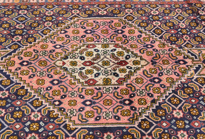 Hand-knotted oriental carpet 5x9 ft tribal geometric style decor