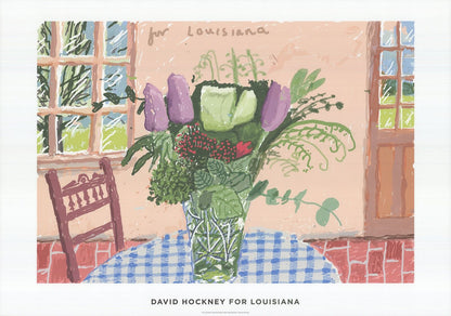 David Hockney For Louisiana " Giclee Pop Art Green, Blue, Purp