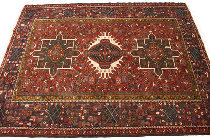 Handmade Vintage Tribal Geometric Area Rug Rusty