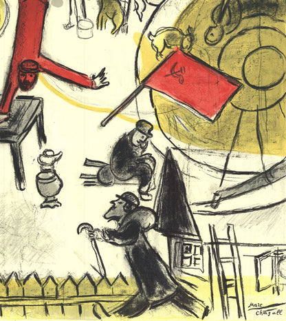Marc Chagall The Revolution " Lithograph Modernism Red, Yellow