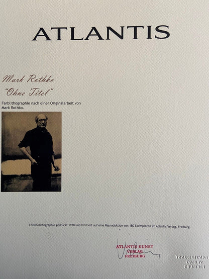 Mark Rothko Lithograph Signed Coa Numbered 180 Copies Stamped