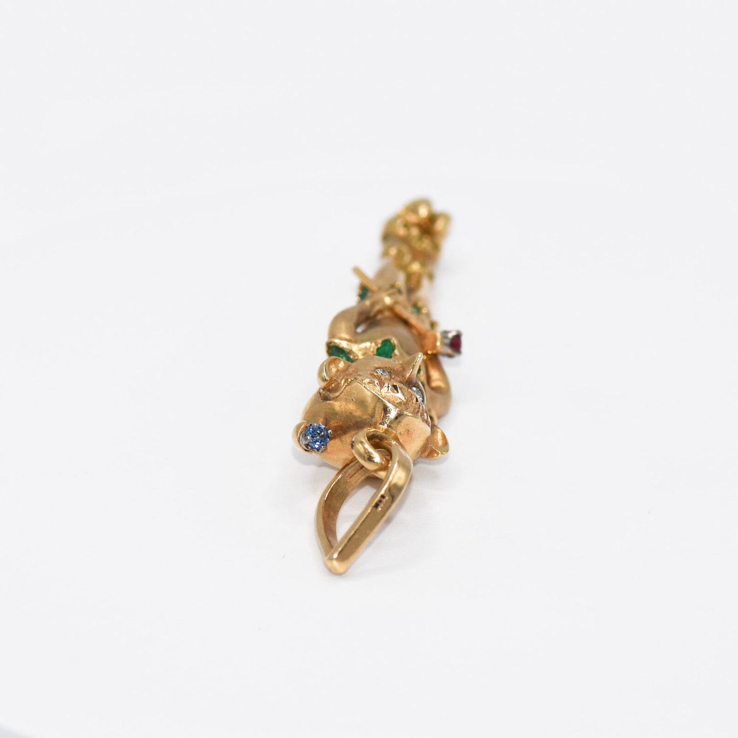 14K Yellow Gold Multi Stone Elf Pendant, 30.7Gr