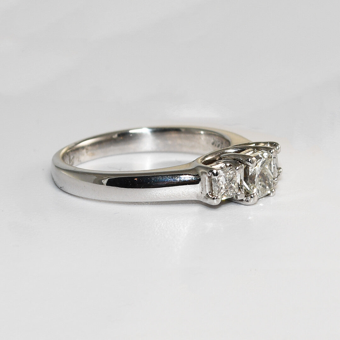 14K White Gold Three-Stone Diamond Engagement