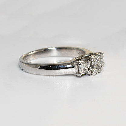 14K White Gold Three-Stone Diamond Engagement