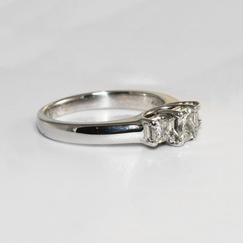 14K White Gold Three-Stone Diamond Engagement