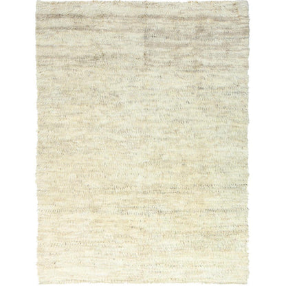 10'1"X14'1" Beige Undyed Natural Wool Hand Knotted Shaggy Moroccan Rug