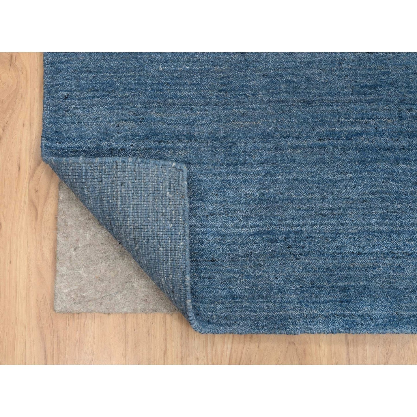 10'1"X14' Denim Blue Modern Design Pure Wool Hand Loomed Rug