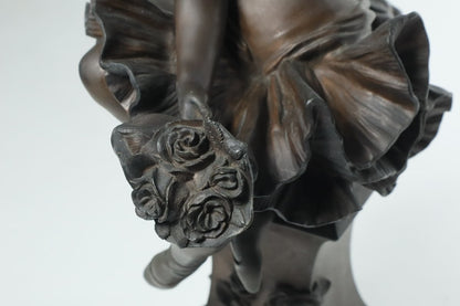 Maillard "Colombina" French Bronze Sculpture Dancer With Roses 40.8Cm Signed Box
