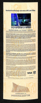2018 Super Bowl Lii 52 Full Unused Mint Authentic Ticket Eagles Vs Patriots 8876