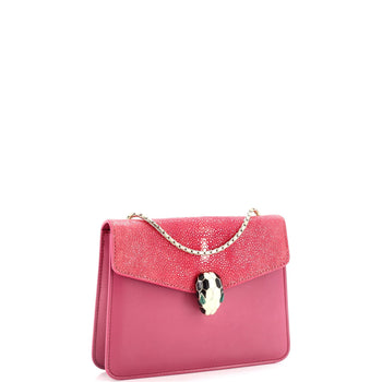 Bvlgari Serpenti Forever Square Shoulder Bag Leather And Stingray Small