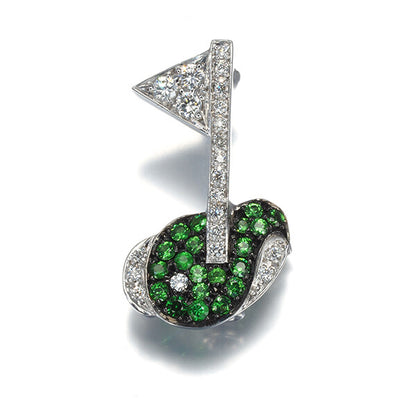 Diamond 0.24Ct Green Garnet Golf Pendant And
