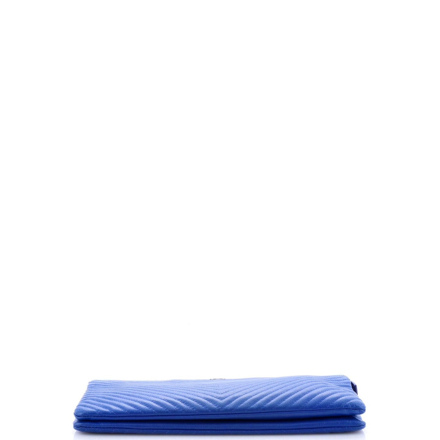 Chanel Classic Double Pocket Zip Pouch Chevron Caviar Medium