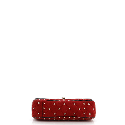 Valentino Garavani Rockstud Spike Flap Bag Quilted Suede Small