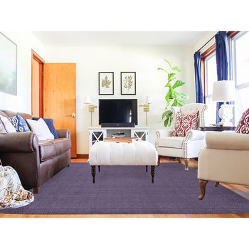 8'X10' Liserian Purple Hand Loomed Pure Wool Tone On Tone Rug